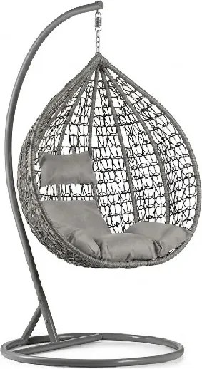 Szürke függő szék KOKON állvánnyal, világos párna