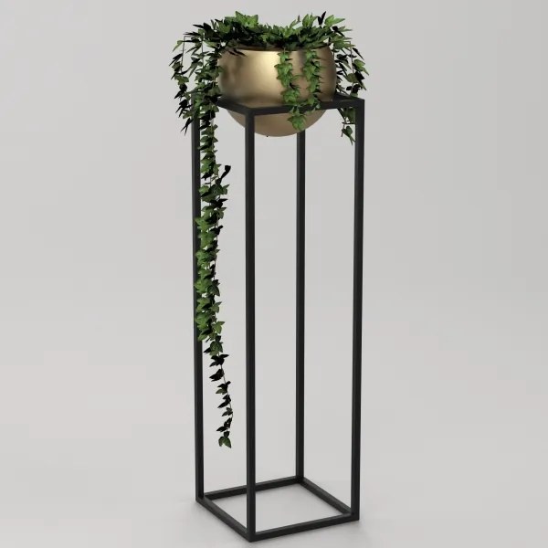 Fém virágcserép 111,3x29 cm fekete/arany