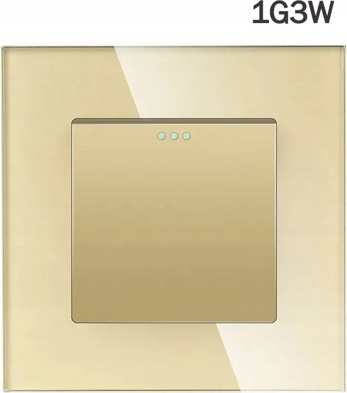 Fénykapcsoló 1G3W Kereszt Szimpla Mechanikus Üveg Keret FI60 Arany