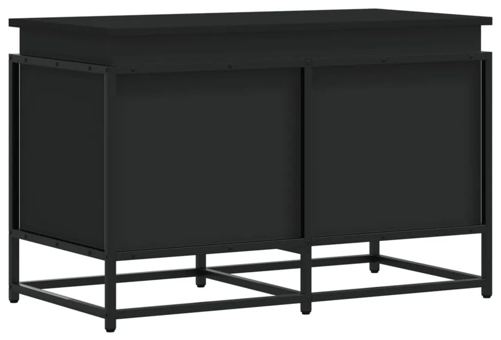 fekete szerelt fa tárolóláda fedéllel 80 x 40 x 51,5 cm