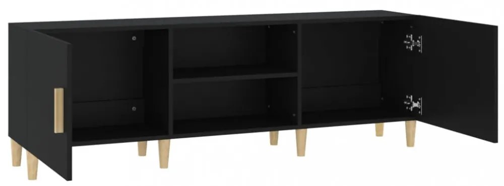 fekete szerelt fa TV-szekrény 150 x 30 x 50 cm
