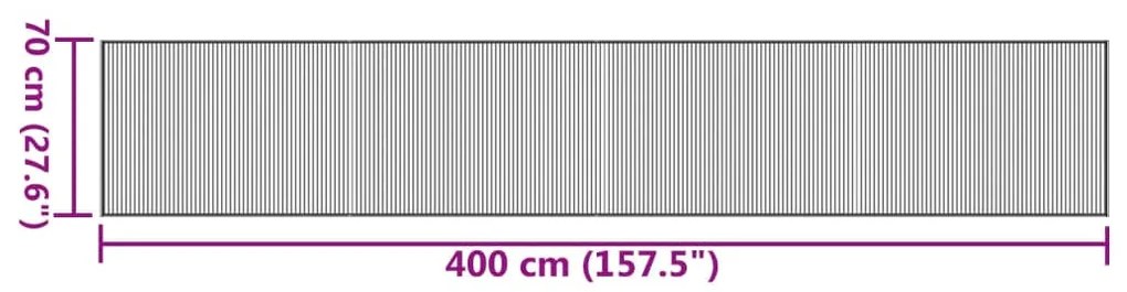 négyszögletű szürke bambusz szőnyeg 70 x 400 cm