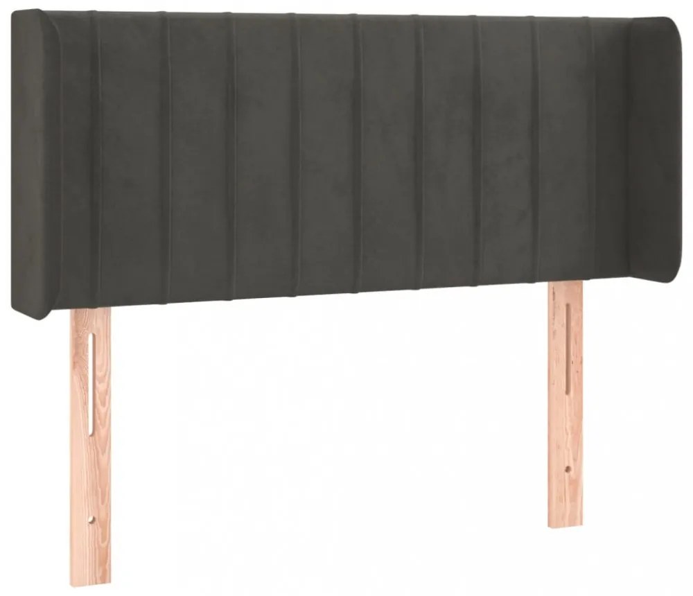 sötétszürke bársony LED-es fejtámla 93 x 16 x 78/88 cm