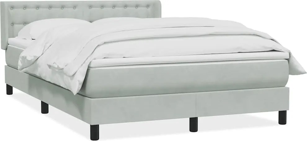 vidaXL világosszürke bársony rugós ágy matraccal 160x210 cm