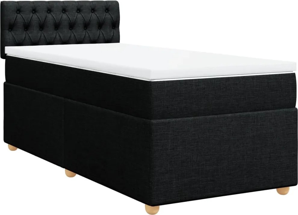 vidaXL fekete szövet rugós ágy matraccal 90x200 cm