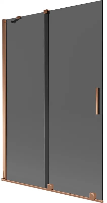 Mexen Velar, 2 szárnyas eltolható kádparaván 120 x 150 cm, 8mm szürke üveg, rózsaszín arany, 896-120-000-41-60