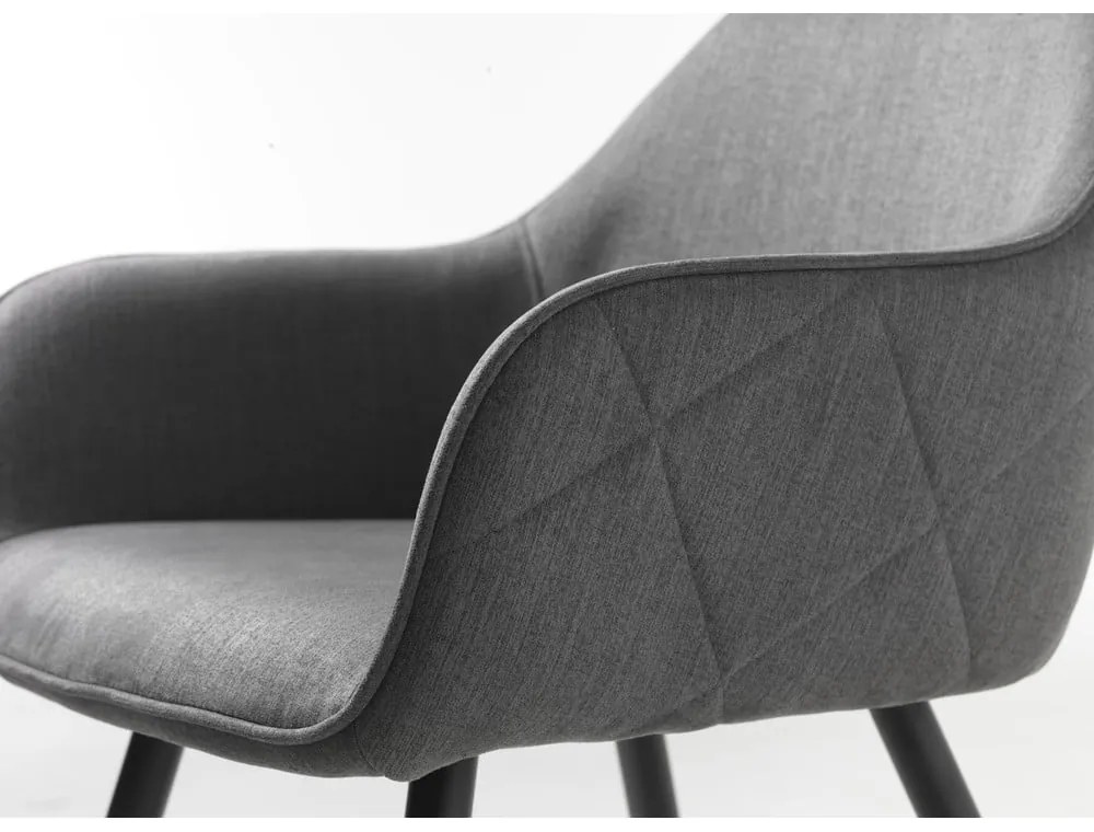 Szürke kárpitozott karfás étkezőfotel Minto – Unique Furniture