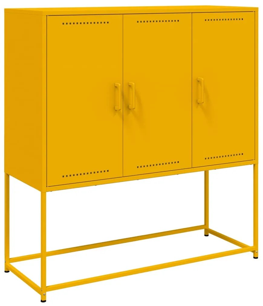 mustársárga acél magasszekrény 100,5 x 39 x 107 cm