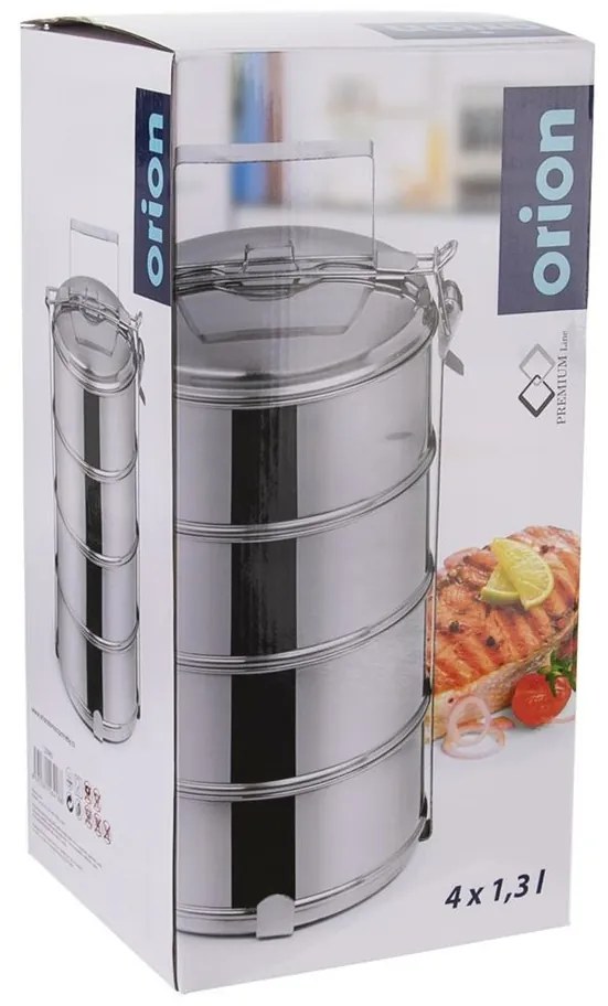 Orion élelmiszer-hordozó 4 x 1,3 l, rozsdamentes acél, 4 emelet