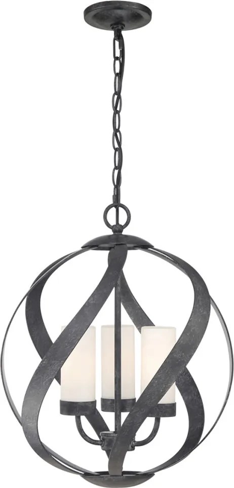 ELSTEAD QNBLACKSMITH3POBK BLACKSMITH Kültéri Függő Lámpa Fekete, Opál IP44