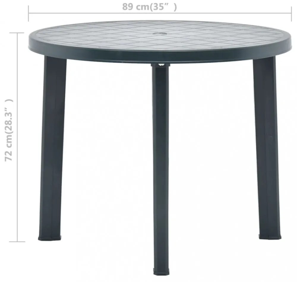 zöld műanyag kerti asztal 89 cm