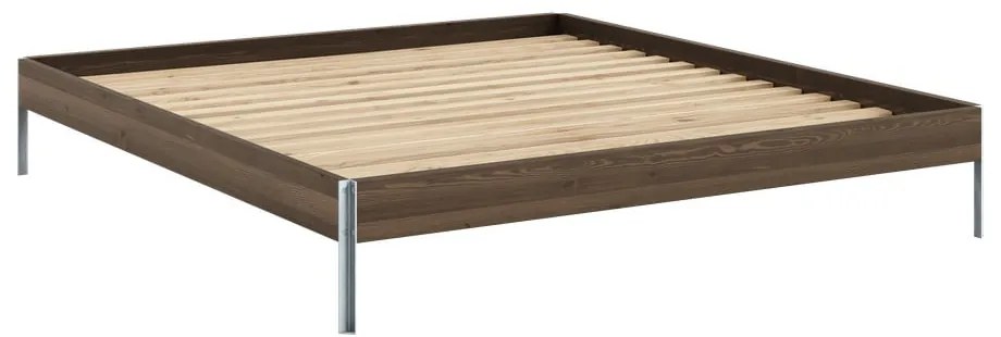 Barna borovi fenyő franciaágy ágyráccsal 180x200 cm Core – Karup Design