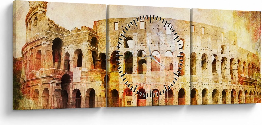 Kép - Digitális festészet, Colosseum, Róma, Olaszország (órával) (90x30 cm)