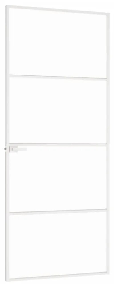 fehér edzett üveg és alumínium vékony beltéri ajtó 83x201,5 cm