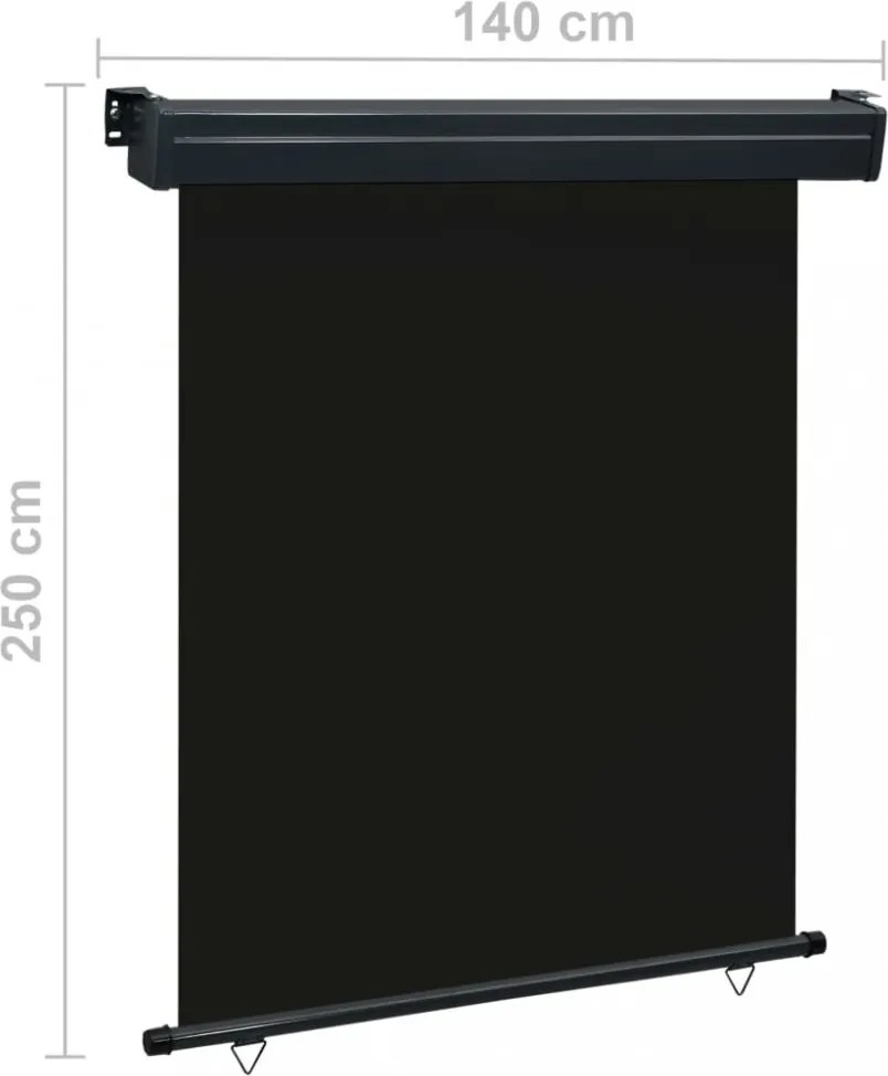 fekete erkély oldalnapellenző 145 x 250 cm