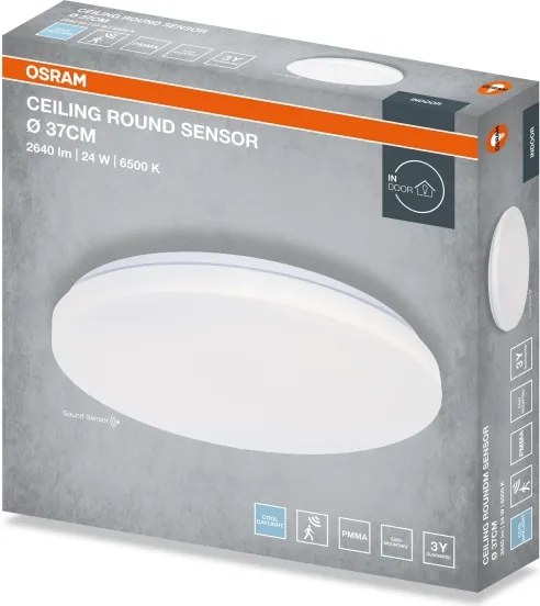 Osram - LED mennyezeti lámpatest CEILING ROUND 24W/230V 6500K, átmérő 37 cm, fehér