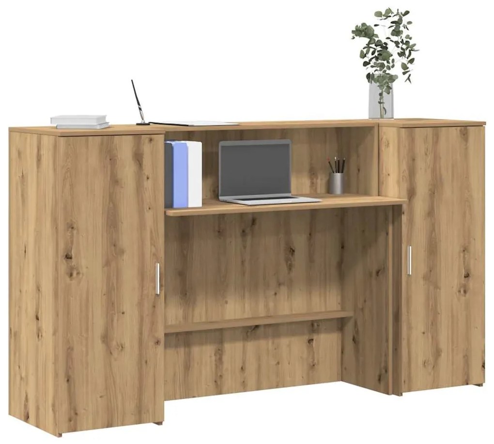 recepciós pult kézműves tölgy 180x50x103,5 cm szerelt fa