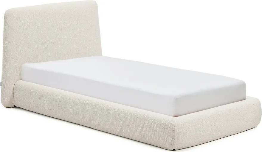 Bézs kárpitozott egyszemélyes ágy ágyrács nélkül 90x200 cm Martina – Kave Home