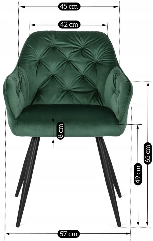 MEGAN Zöld Bársony Étkezőszék