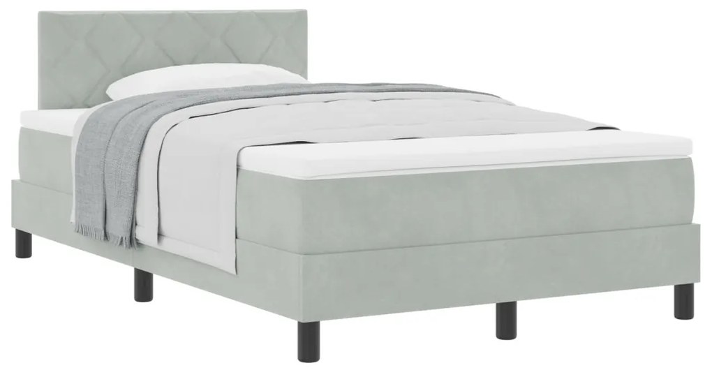 Boxspring Ágy Matrac Fényes Szürke 120x200 cm Bársony
