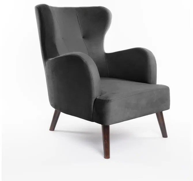 Sötétszürke bársony füles fotel Noemye – Bonami Selection