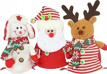 Plüss Karácsonyi Ajándéktáskák Candy bags Dekoráció 3 db