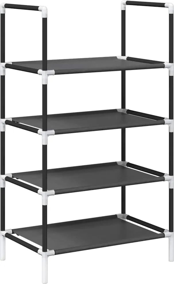 vidaXL fekete nem szőtt szövetből cipőállvány 4 szintes 44x28x77 cm