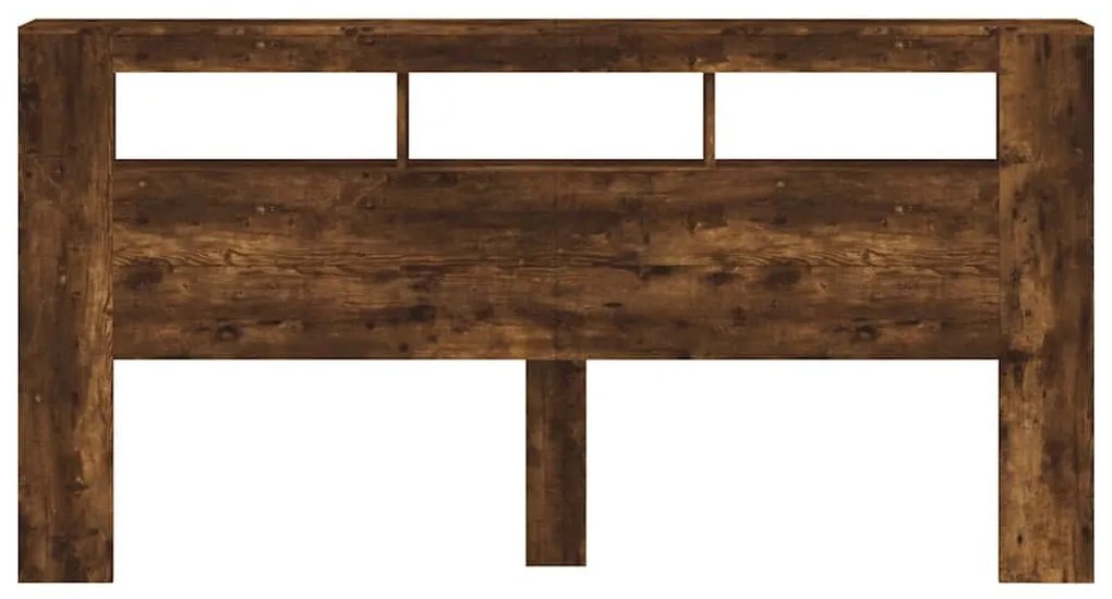 füstös tölgy színű szerelt fa LED-es fejtámla 200x18,5x103,5 cm