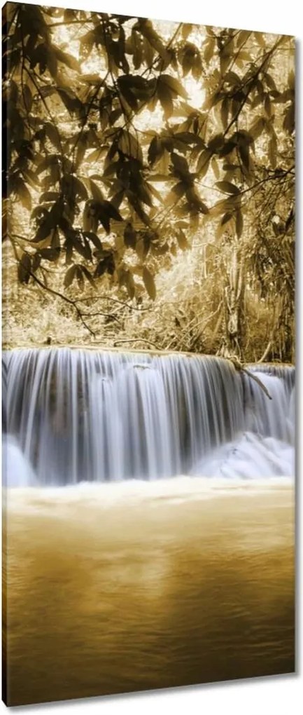 Vászonkép 55x115 Vízesés szépia színben