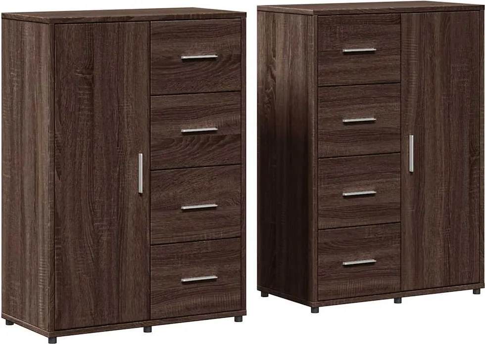 vidaXL 2 db barna tölgy színű szerelt fa tálalószekrény 60x31x84 cm