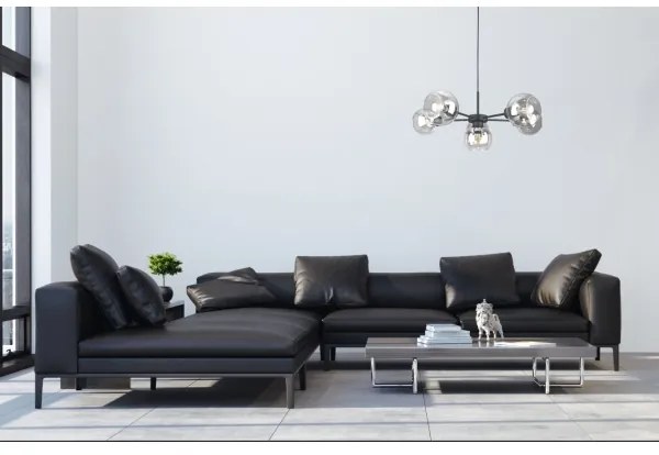 Csillár zsinóron KALIOPE 6xE27/60W/230V fekete/átlátszó