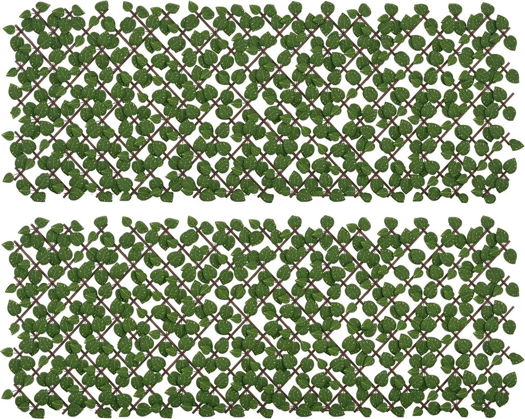 Outsunny 2 db-os Mesterséges Élőfal Szett - Kiterjeszthető - Természetes Növényi Képernyő - Realisztikus Lomb, Beltéri-Kültéri, 2 x 1 m | Aosom
