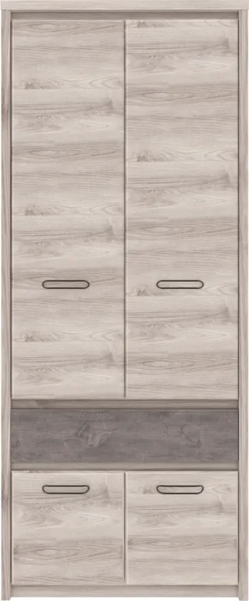 Szekrény 4D1S, nairobi gesztenye/onix, JESI NEW