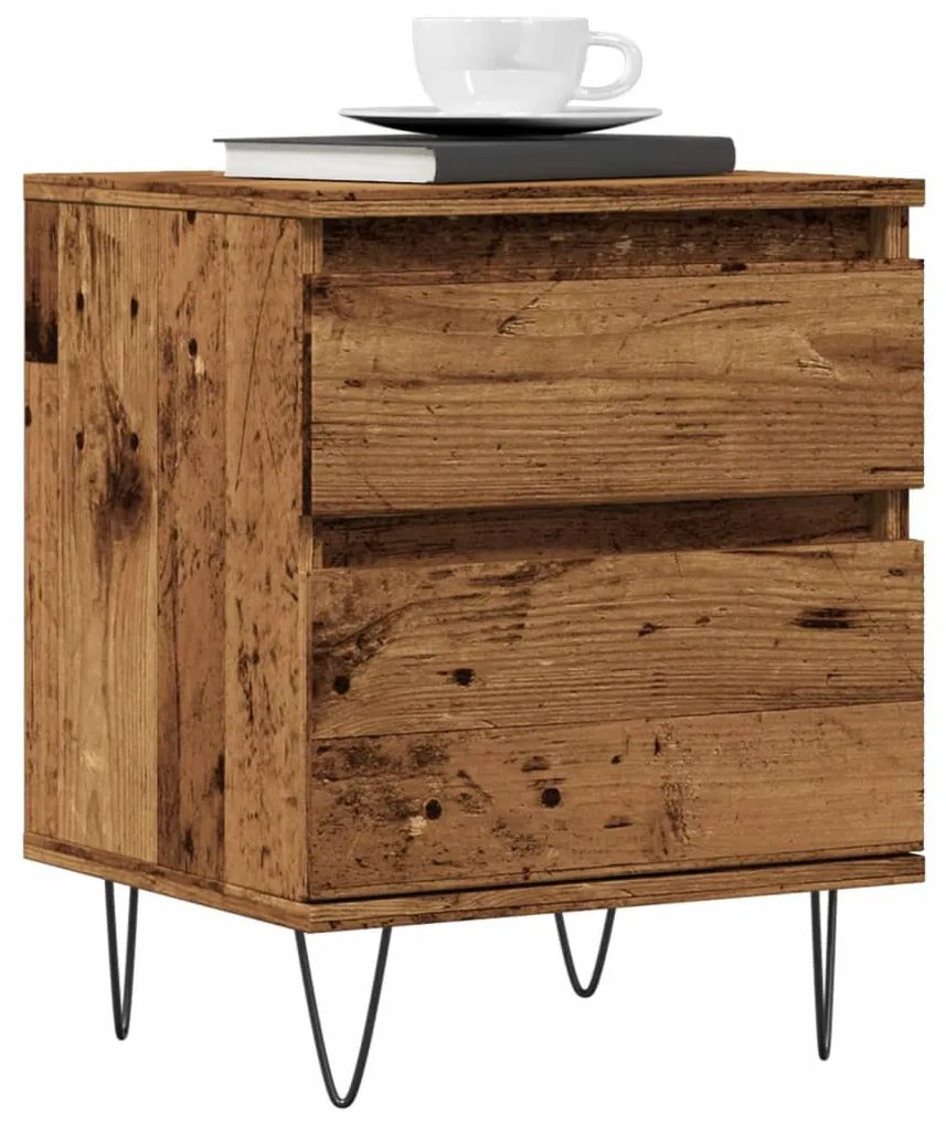 Antik fa színű szerelt fa éjjeliszekrény 40 x 35 x 50 cm