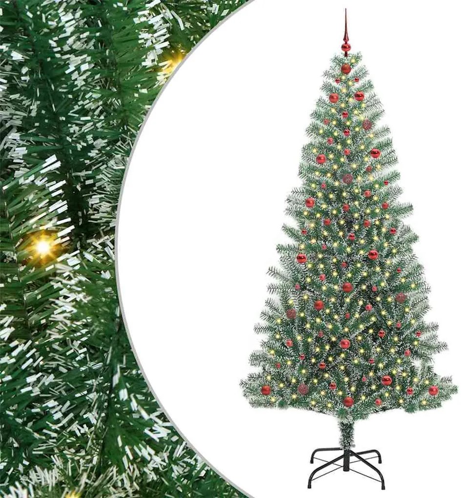 Mű karácsonyi fa hóval borítva LED fényekkel 300 LED-del 240 cm