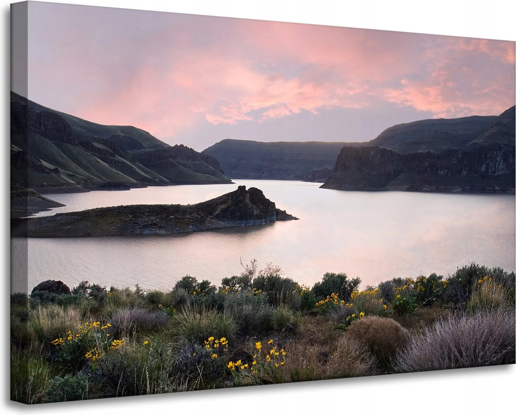 Vászonkép Természet Hegyek Víz Ég Virágok Növények 90x60