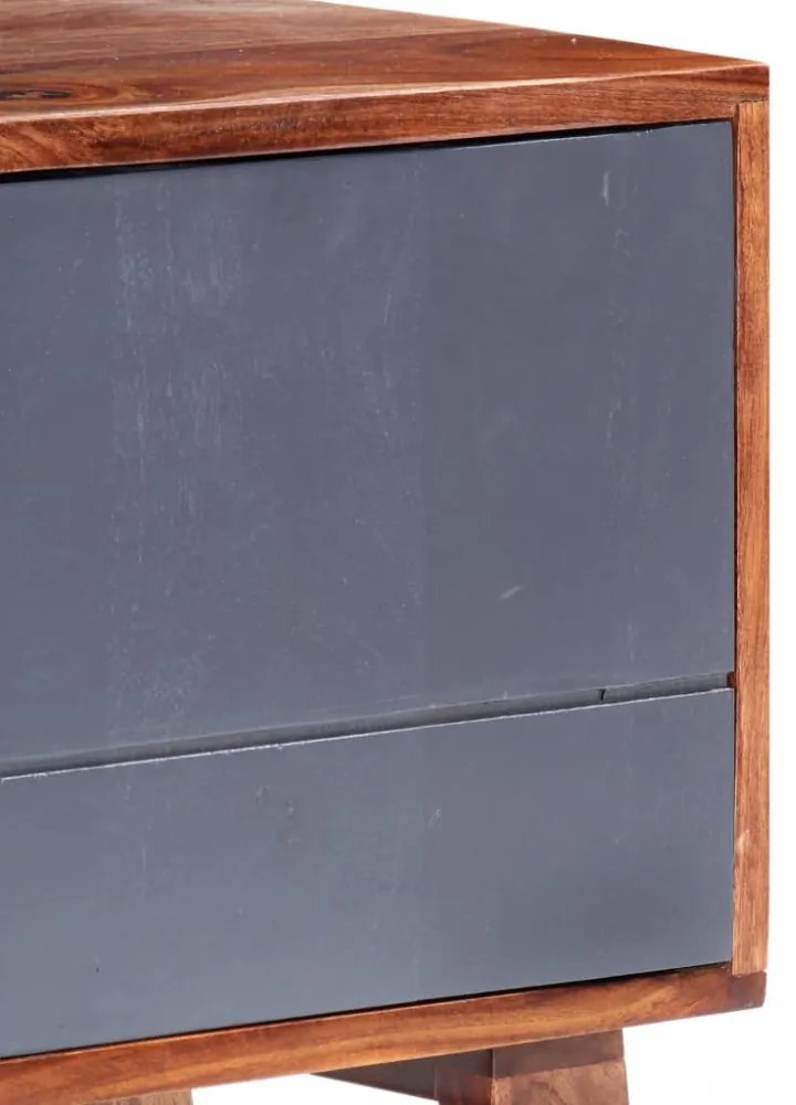 szürke tömör fa TV-szekrény 140 x 30 x 45 cm