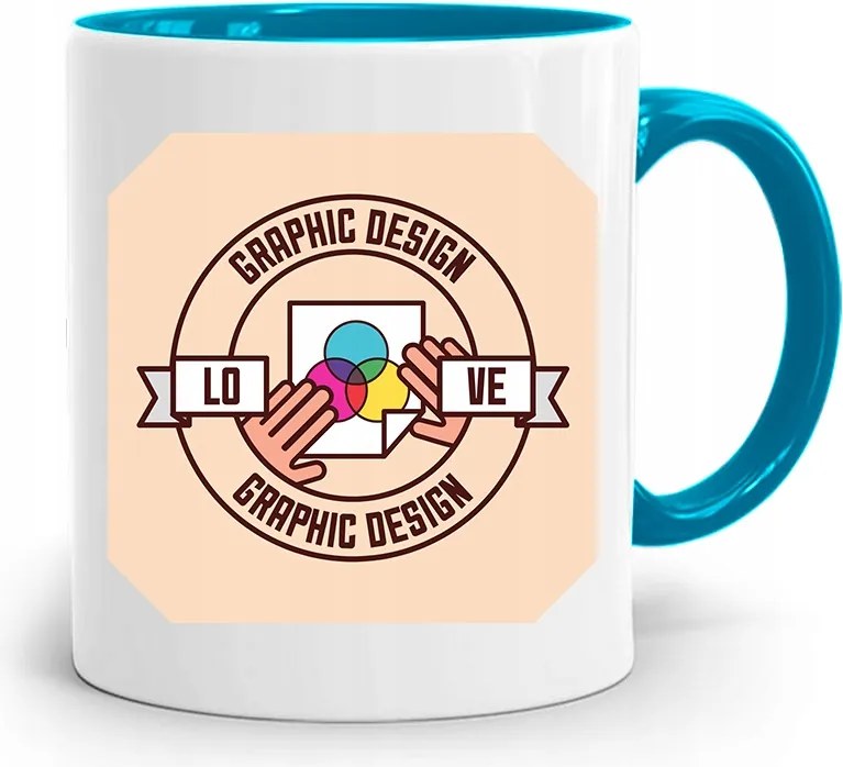 Kék Bögre Ajándék Grafika Graphic Desgin nyomtatott fényképpel