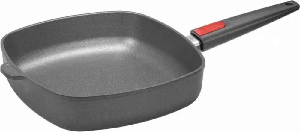 Levehető fogantyús serpenyő, négyzet alakú, 26 cm