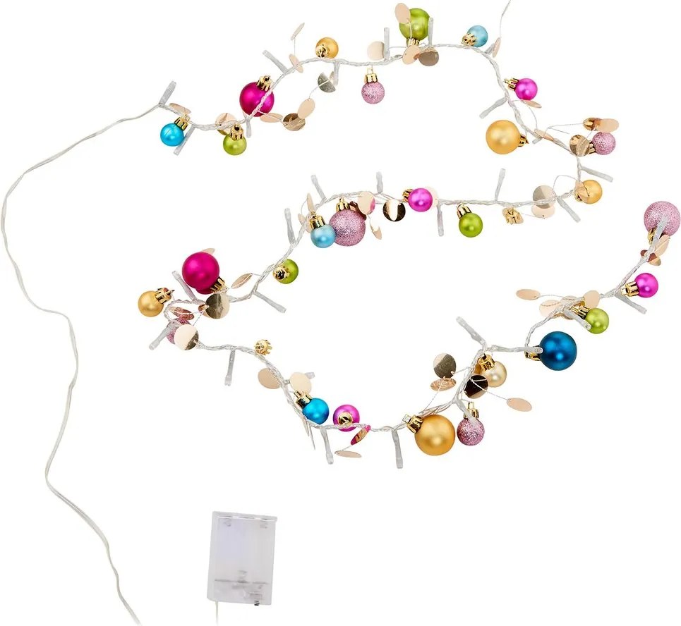 JOLLY LIGHTS LED égősor gömbdíszekkel és USB kábellel, színes