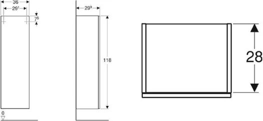 Geberit 500.361.JR.1 - Falra szerelhető Smyle Square fürdőszobaszekrény, 118x36 cm, dió