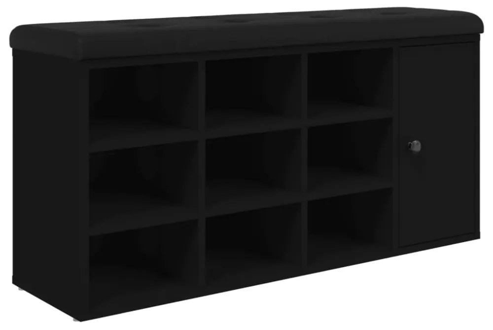 fekete szerelt fa cipőtároló pad 102 x 32 x 50 cm