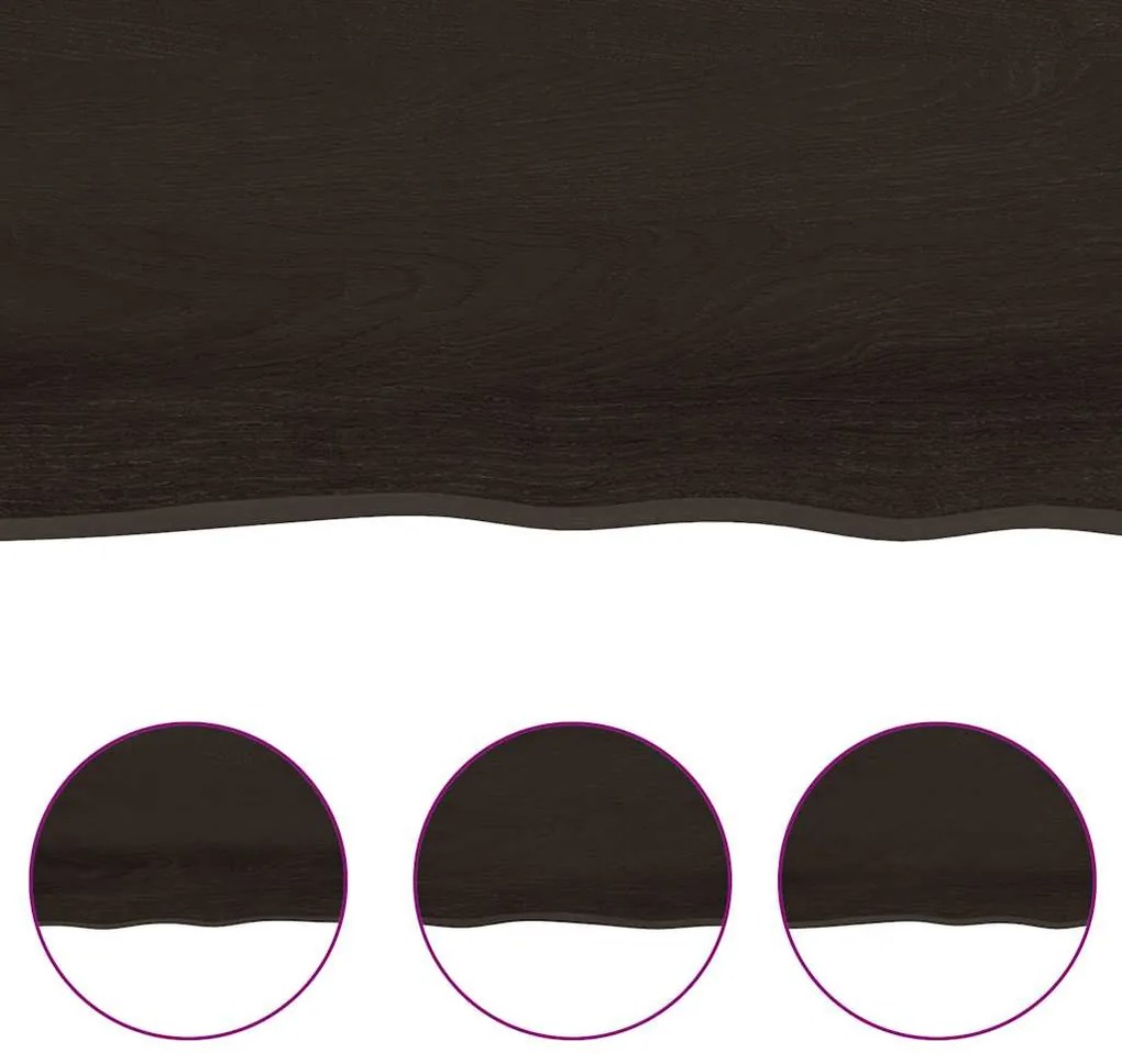 sötétbarna kezelt tömör fa fürdőszobai pult 160x50x(2-6) cm