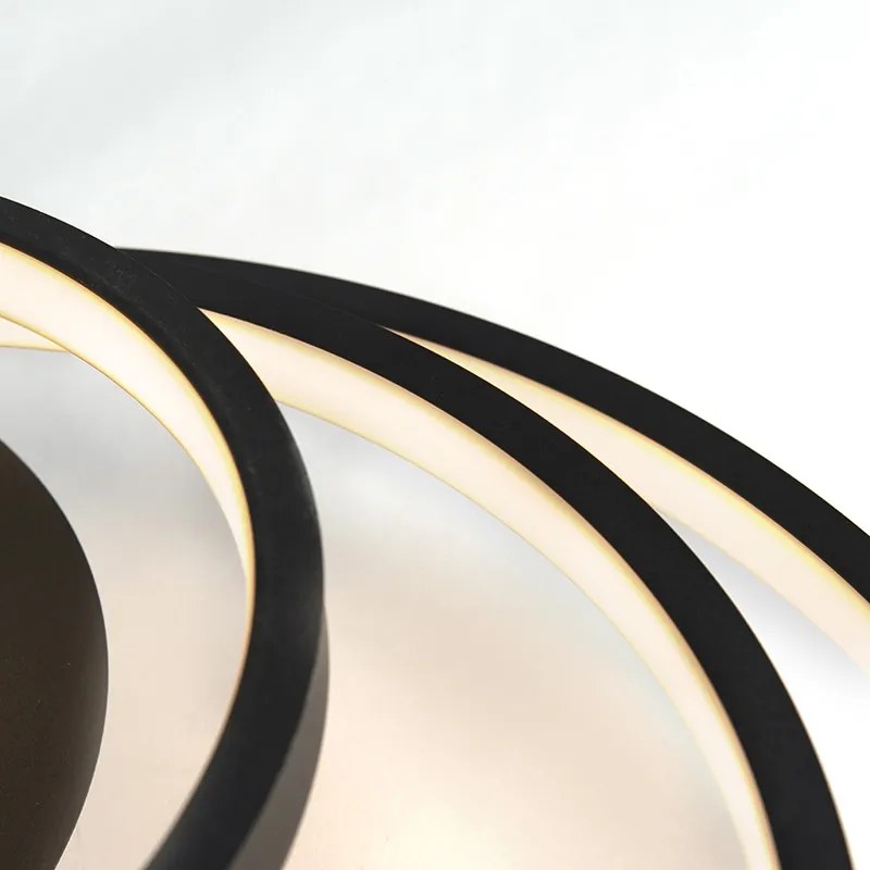 Modern mennyezeti lámpa fekete, LED-del és dimmerrel - Rondas