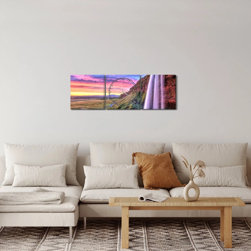 Kép - Seljalandsfoss vízesés (órával) (90x30 cm)