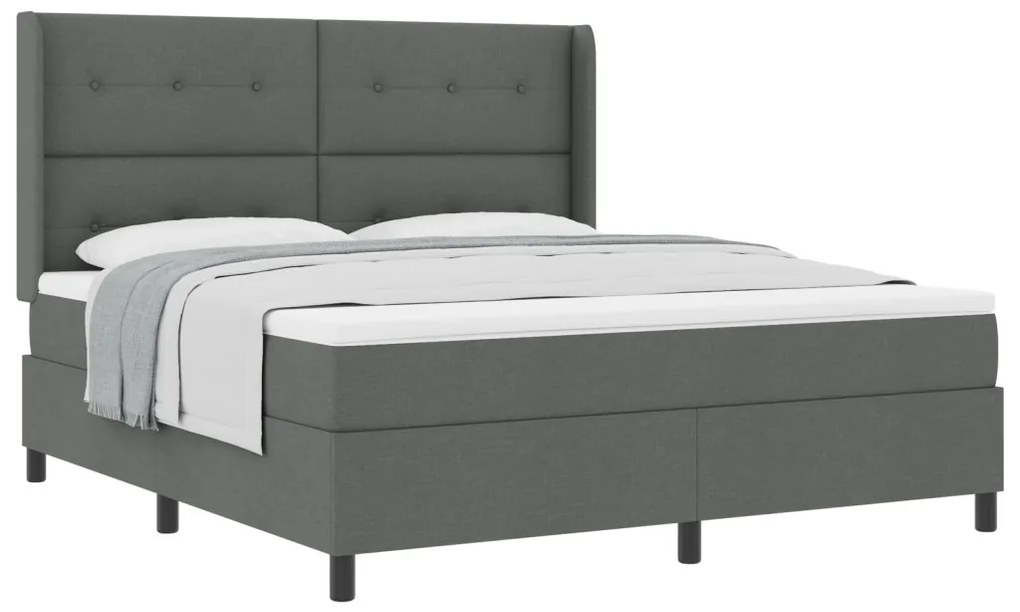Boxspring Ágy Matracos Sötétszürke 180x200 cm Szövet
