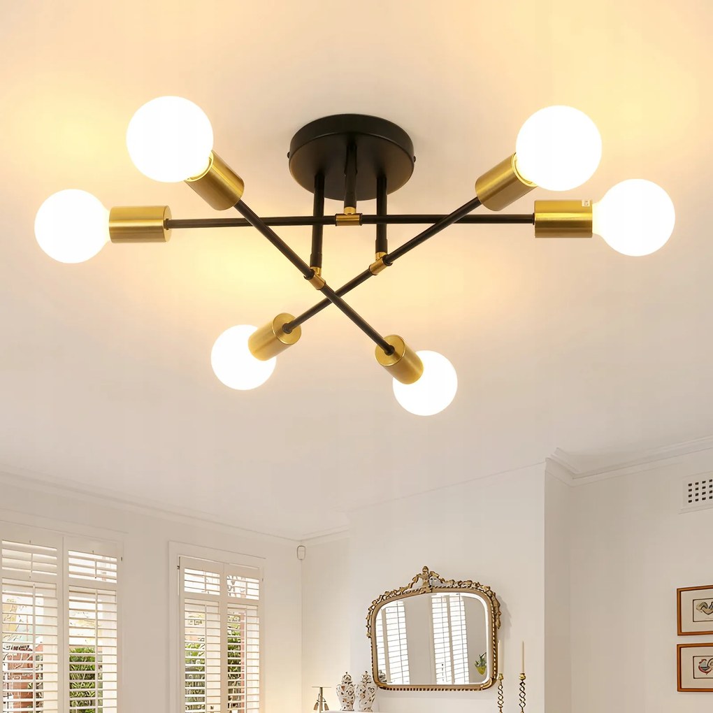 Függőlámpa csillár e27 6 -fénypontok E27 Egész Arany