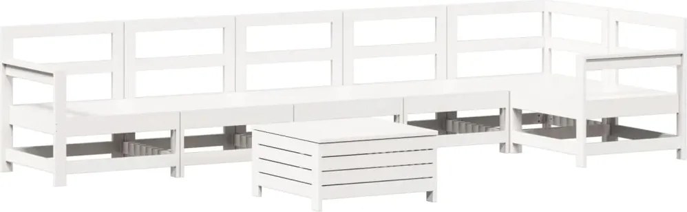 vidaXL fehér 7 részes tömör fenyőfa kerti kanapészett