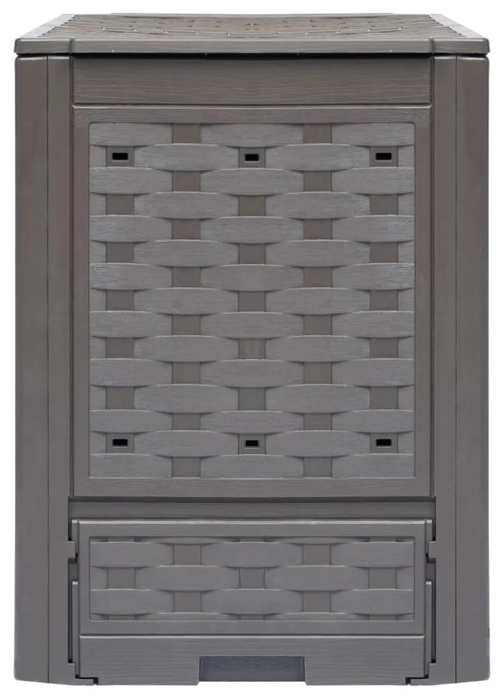 Barna műanyag rattan kerti komposztáló 60 x 60 x 83 cm 300 L