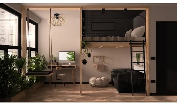 Felületre szerelhető csillár EARTH 1xE27/60W/230V fekete/bézs